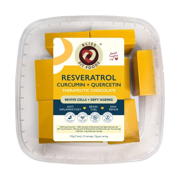 RESVERATROL CURCUMIN KETO CHOCOLATE - World's first anti-ageing & anti-inflammatory chocolate 315g